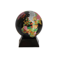 Vintage Skulptuur Prachtige Globe En Sokkel Van Zwart Graniet.