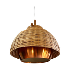 Prachtige Vintage Japandi Lamp Rotan Met Koper thumbnail 1