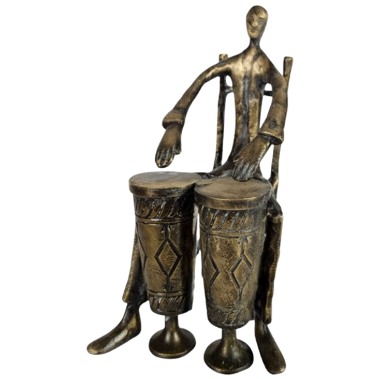 Verbronsd- Man Met Congo Drums - Beeld - 3e Kwart 20e Eeuw 1