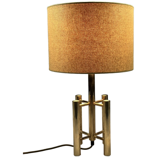 Vintage Tafellamp, Messing Voet, België 1970's 1