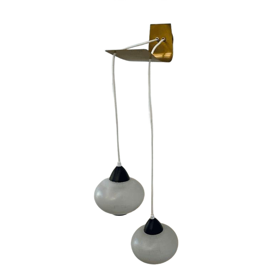 Vintage Wandlamp Met 2 Bollen En Messing Houder Uniek 1