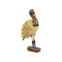 Massief Houten Tropische Vogel Beeld Sculptuur Handbeschilderd 42Cm