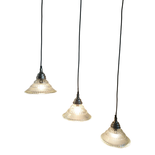 Set Van 3 Glazen Hanglampjes Holophane Style 1