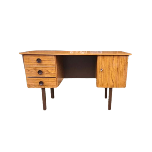 Vintage Bureau, Schrijftafel Met Stoel Afm. 120X59Cm En 72Cm