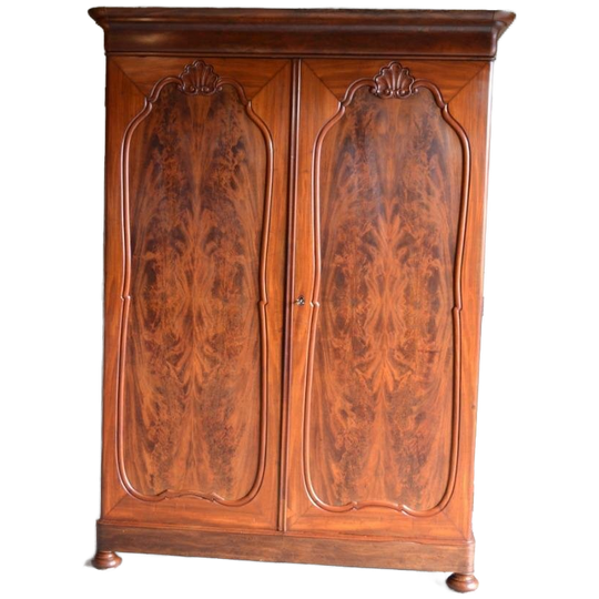Prachtige Grote Antieke Mahonie Biedermeier Kast. 1