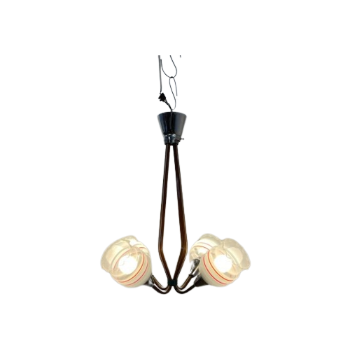 Vintage Spoetnik Lamp, Hout En Glas. Door Drevo Humpolec - M0470