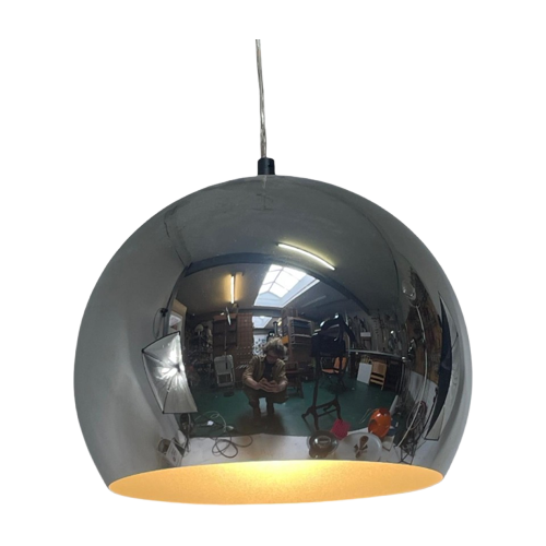 Space Age Design - Hala - Hanging Pendant - Globe - Chromed - Marked On The Inside