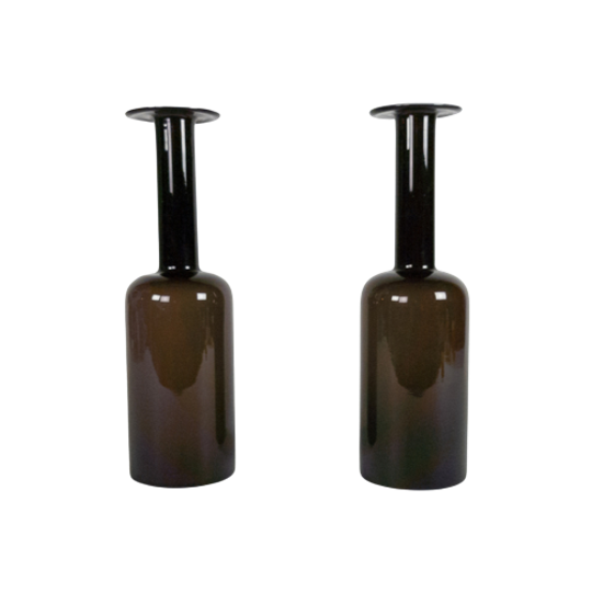 Kastrup Holmegaard - Otto Brauer - "Gulvase" - Aantal 2 - Bruin - Wit 1