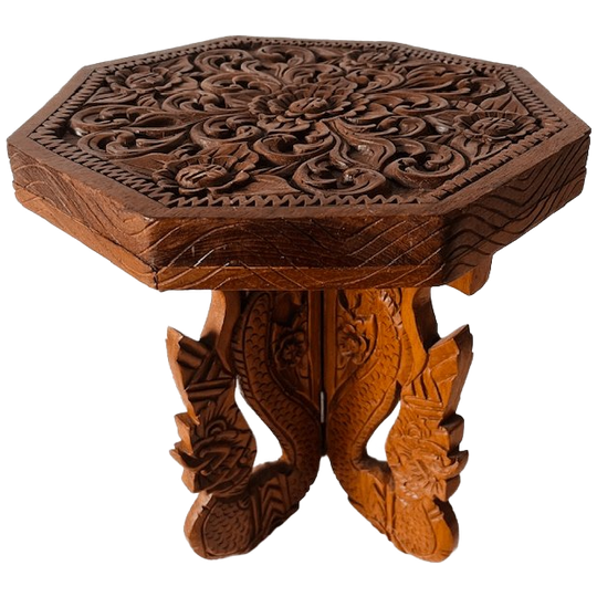 Vintage Plantentafeltje Houtsnijwerk Boho 1