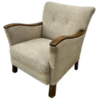 Vintage Fauteuil - Houten Armleuningen - Ecru / Beige thumbnail 1