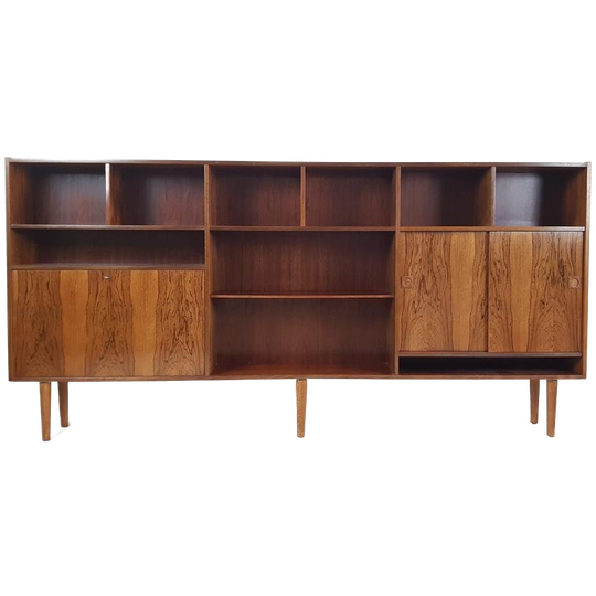 Grote Vintage Deense Wandkast | Vakkenkast Palissander Hout 1