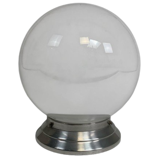 Art Deco Plafondlamp Met Ronde Glazen Bol, Jaren 30 1