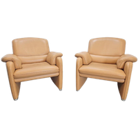 Set 2 De Sede Ds 320 Fauteuil Cognac Leer '90 Leder Design