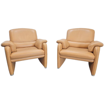 Set 2 De Sede Ds 320 Fauteuil Cognac Leer '90 Leder Design