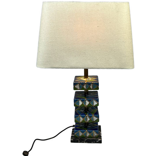 Vintage Geëmailleerde Kleurrijke Tafellamp, Italië 1970's 1