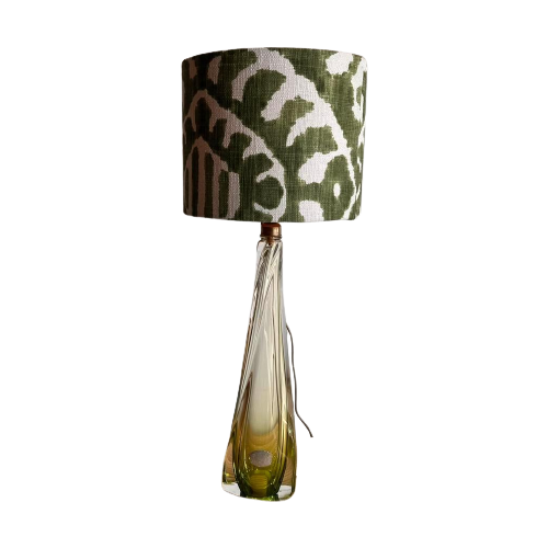 Val At Lambert Groene Kristal Glas Lamp Vintage