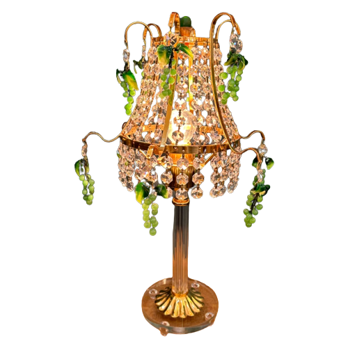 Murano Druiven Tafellamp Groen Hand Geblazen  Vintage