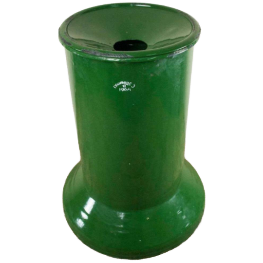 Groen Emaille Vintage Staande Asbak Uit Bulgarije 1