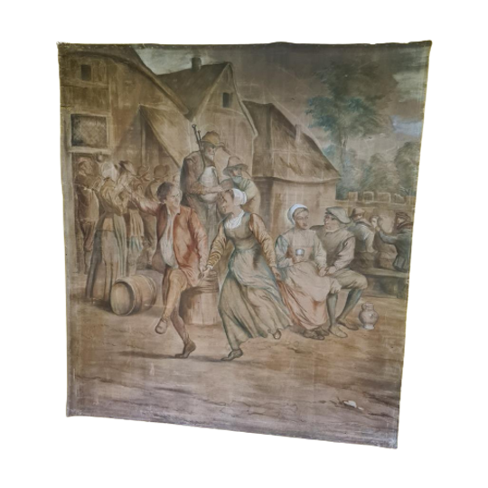 Franse Hand Getekende Wandversiering Circa 1900/1950 1