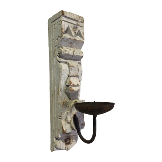 Oude, Houten Wandkandelaar 1