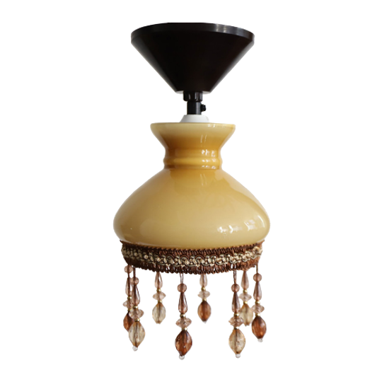 Vintage Lampje Opaline Glas Met Kralen, Jaren '60/'70 1