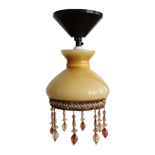 Vintage Lampje Opaline Glas Met Kralen, Jaren '60/'70
