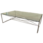 Vintage Postmodern Glas En Metaal Salontafel thumbnail 1