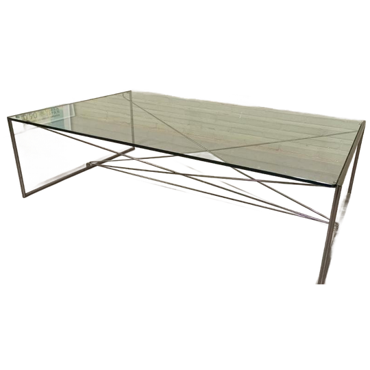 Vintage Postmodern Glas En Metaal Salontafel 1