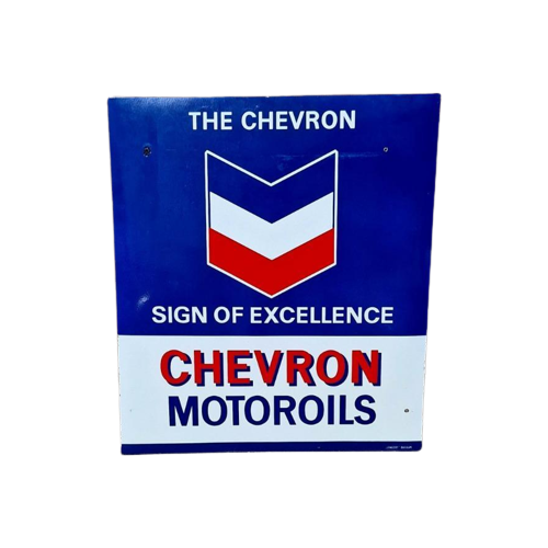 Xl Emaille Reclamebord Chevron Motoroil, Langcat Bussum 😎