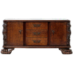 Uniek Dressoir In Notenhout Met Lades En Leeuwenpoten, 19e Eeuw thumbnail 1