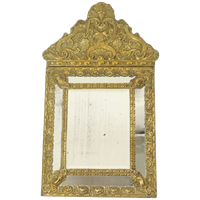 Antieke Kussenspiegel Repousse Spiegel Facet Frankrijk 19de Eeuw
