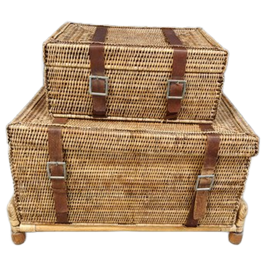 Pair Of Wicker Trunks, 1970s 1