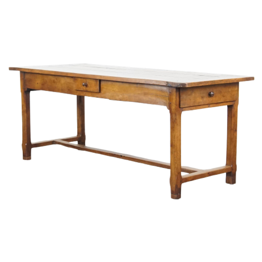 Zeer Mooie Antieke Franse Eettafel Van Vruchtenbomen Hout Met 3 Lades Uit Eind 18e Eeuw 1