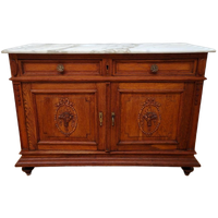 Vintage Antiek Dressoir Commode Ladekast Badkamermeubel Met Marmer Blad 707