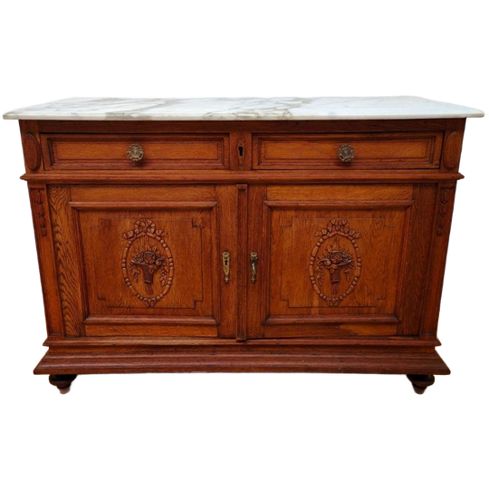 Vintage Antiek Dressoir Commode Ladekast Badkamermeubel Met Marmer Blad 707 1
