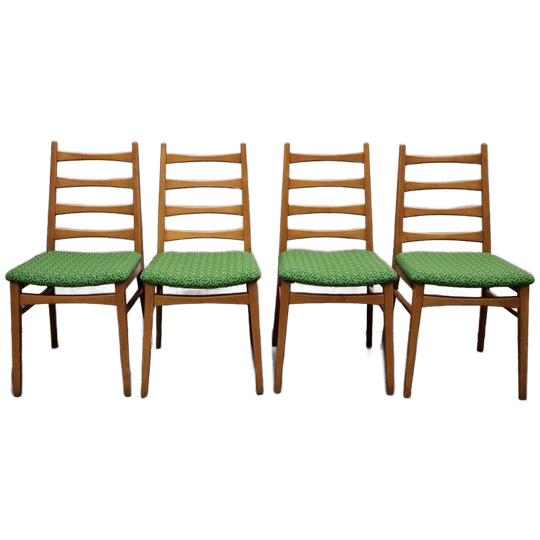 4 X Vintage Stoelen Ladder Stoel Nieuw Bekleed 1