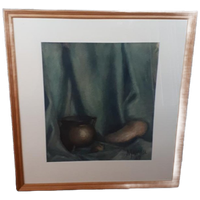 *a J Ter Veld 48 Aquarel Oud Schilderij Stilleven Ingelijst