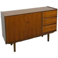 Teak Fineer Dressoir Met Ronde Knop En Lades Nr. 2