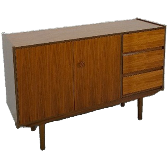 Teak Fineer Dressoir Met Ronde Knop En Lades Nr. 2 1