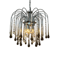 Xxl Grote Murano Kroonluchter Hanglamp Taupe Chrome Frame