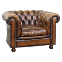 In Goede Staat Verkerende En Luxe Klassieke Rundleren Engelse Chesterfield Fauteuil