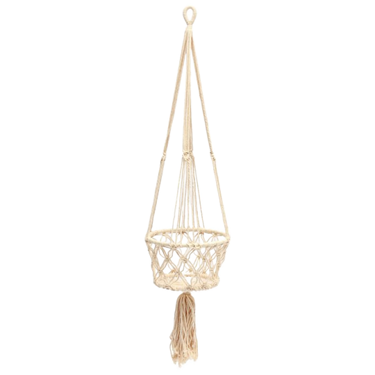 Bazar Bizar | De Macramé Plantenhanger - Wit - S 1