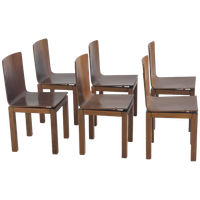 Set Van 6 Minimalistische Italiaanse Vintage Eetkamerstoelen