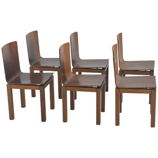 Set Van 6 Minimalistische Italiaanse Vintage Eetkamerstoelen 1