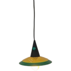 Memphis Milano Postmodern Hanglamp Design Geel Groen. thumbnail 1
