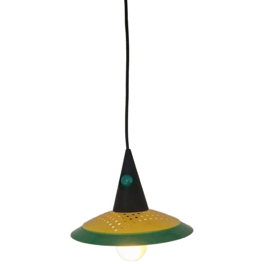 Memphis Milano Postmodern Hanglamp Design Geel Groen. 1
