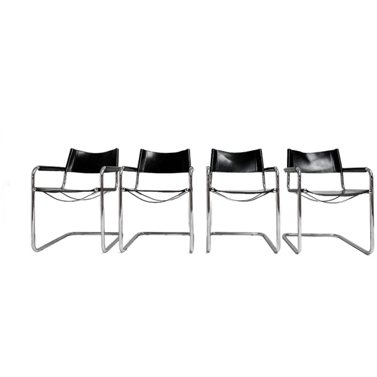 Set Van 4 Lederen Mart Stam S34 Stoelen, 1970's 1