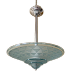 Lamp Hanglamp Schaallamp Blauw Art Deco 1930 Frans thumbnail 1