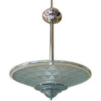 Lamp Hanglamp Schaallamp Blauw Art Deco 1930 Frans