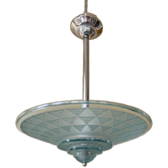Lamp Hanglamp Schaallamp Blauw Art Deco 1930 Frans 1